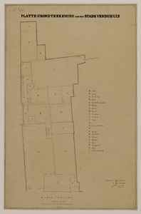 216528 Plattegrond van het Stadsvenduhuis aan de Mariaplaats te Utrecht; met indeling en vermelding van de bestemming ...